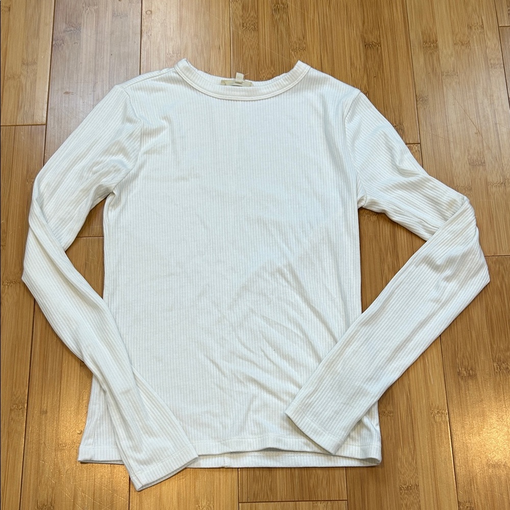 Madewell Cream Ribbed Knit Top size Small